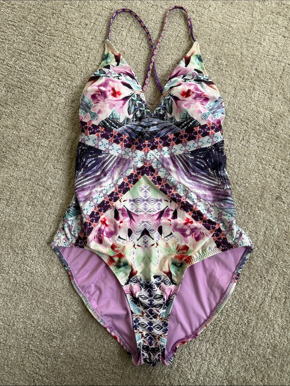 Nanette Lepore Women’s Floral & Geometric Halter One-Piece size L